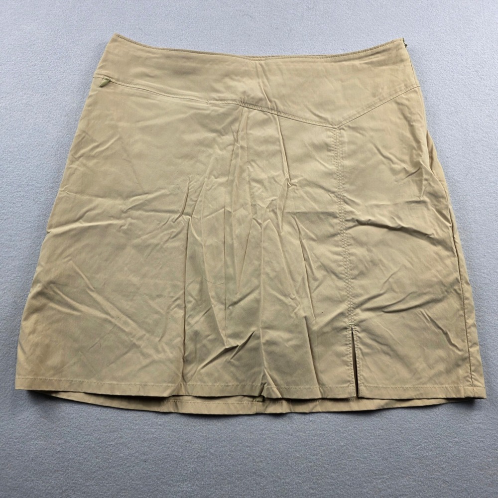 Patagonia Womens Tan Nylon Hiking Mini Skirt Side Zip Pocket Khaki Size 12 58815